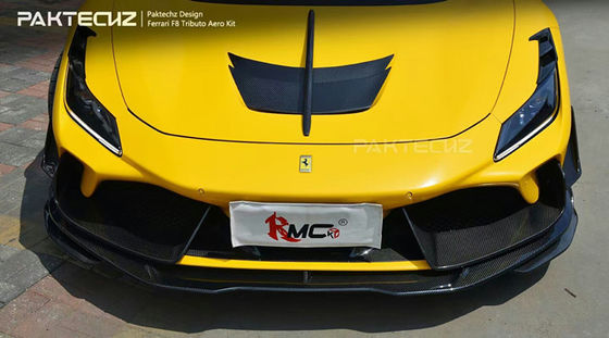 Kit de fibre de carbone de style Paktechz pour Ferrari F8 Kit de carrosserie en fibre de carbone avant pelle arrière diffuseur spoiler