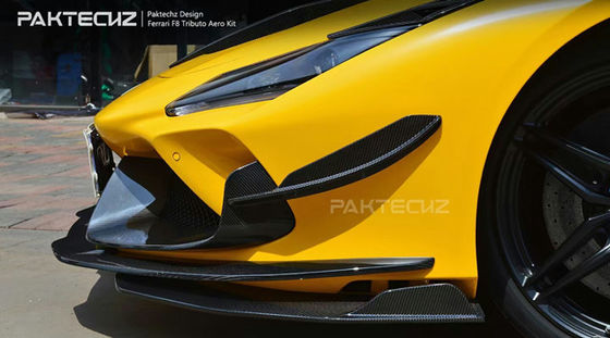 Kit de fibre de carbone de style Paktechz pour Ferrari F8 Kit de carrosserie en fibre de carbone avant pelle arrière diffuseur spoiler