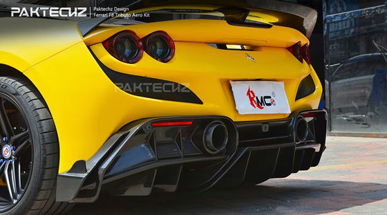 Kit de fibre de carbone de style Paktechz pour Ferrari F8 Kit de carrosserie en fibre de carbone avant pelle arrière diffuseur spoiler