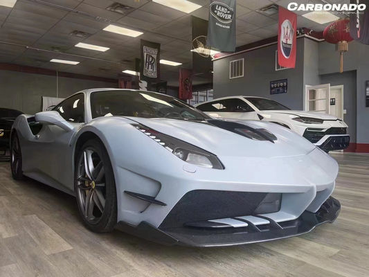 Pour Ferrari 488 Kit de carrosserie en fibre de carbone 488 Modèle mis à niveau Misha Avant et arrière pare-chocs Spoiler Hood Carrosserie en fibre de carbone