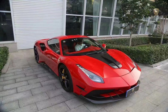 Pour Ferrari 488 Kit de carrosserie en fibre de carbone 488 Modèle mis à niveau Misha Avant et arrière pare-chocs Spoiler Hood Carrosserie en fibre de carbone