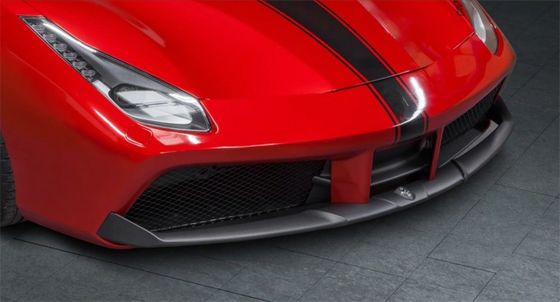 Pour Ferrari 488 Carrosserie en fibre de carbone 488 Modélisé Capristo Style Carbone Fibre Diffuseur de lèvres avant Spoiler