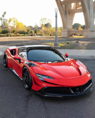 Pour Ferrari SF90 Kit de carrosserie en fibre de carbone SF90 Upgrade RYFT Style Jump Down Front Lip Diffuser Spoiler Body Kit
