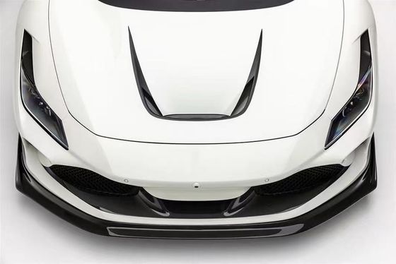 F8 Ferrari Carbon Car Body Kit VOS Style PP Spoiler à lèvres en fibre de carbone avec capot