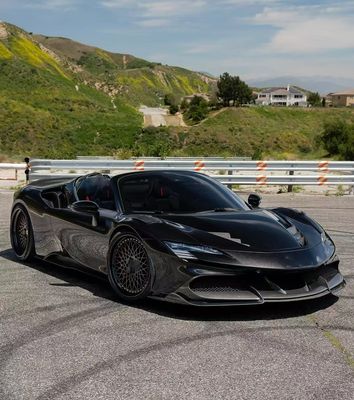 SF90 Ferrari Carrosserie en fibres de carbone 1016 Style L'entrée d'air de la lèvre avant Noir Spoiler Fender