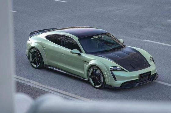 Nouveau produit pour Porsche Taycan Kit de carrosserie en fibres de carbone Taycan large carrosserie avant pelle jupe latérale spoiler diffuseur