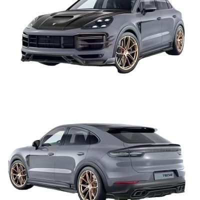Pour Porsche Cayenne Kit de carrosserie en fibres de carbone Cayenne Fibre de carbone Diffuseur de lèvres avant Spoiler Haute aile Hood Jupe latérale