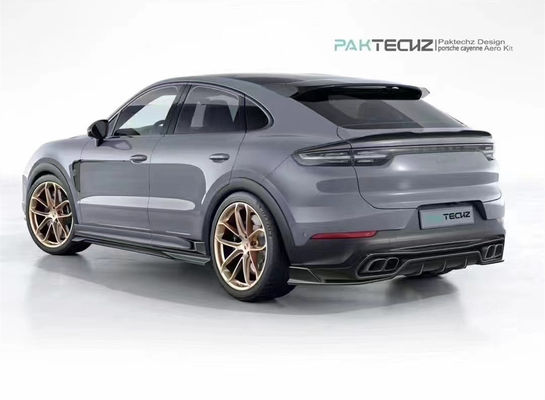Pour Porsche Cayenne Kit de carrosserie en fibres de carbone Cayenne Fibre de carbone Diffuseur de lèvres avant Spoiler Haute aile Hood Jupe latérale