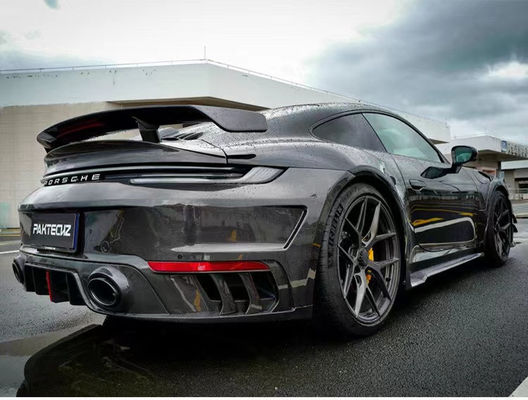 Pour Porsche 992 Turbo Spoiler en fibre de carbone 992 Turbo Upgrade Paktechz Style Spoiler de couverture de queue en fibre de carbone