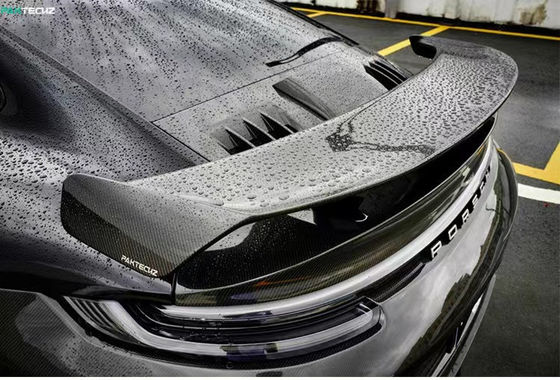 Pour Porsche 992 Turbo Spoiler en fibre de carbone 992 Turbo Upgrade Paktechz Style Spoiler de couverture de queue en fibre de carbone