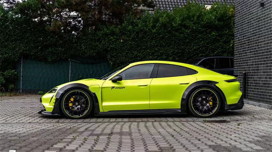 Pour Porsche Taycan Kit large-body Taycan améliore le style PD en fibre de carbone Lips diffuseur avant Spoiler côté jupe Arche de roue