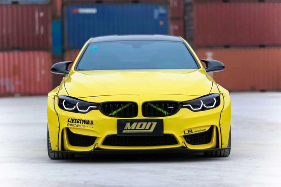 Kit de carrosserie large LB pour BMW M4 F82 Kit de carrosserie large M4 F82 Modélisé LB Style Diffuseur de lèvre avant Spoiler Carrosserie en fibre de carbone
