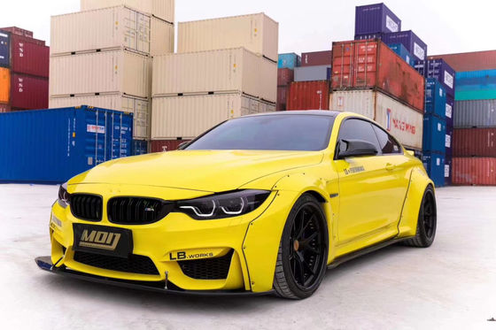 Kit de carrosserie large LB pour BMW M4 F82 Kit de carrosserie large M4 F82 Modélisé LB Style Diffuseur de lèvre avant Spoiler Carrosserie en fibre de carbone