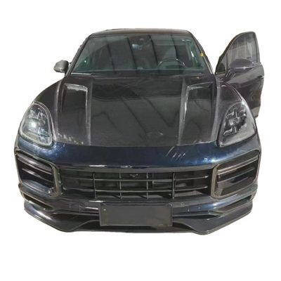 2019 Black Porsche Cayenne Body Kit TH Style Hood Couverture moteur en fibre de carbone sèche