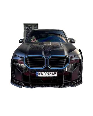 XM Bmw Wide Body Kit Carbone Fibre Spoiler à lèvres avant Noir Bmw Jupe latérale Arche de roue