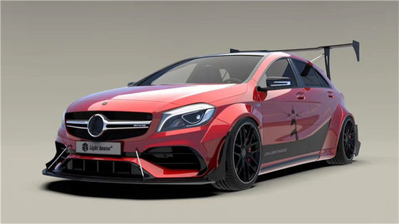 Pour Mercedes AMG A45 Kit de carrosserie en fibres de carbone A45 Upgraded Top Style Front Shovel Diffuser Spoiler Wide-body Kit