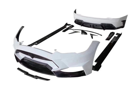 Vente du kit de carrosserie du modèle S en fibre de carbone avant et arrière pare-chocs jupe latérale Spoiler pour Tesla Model S