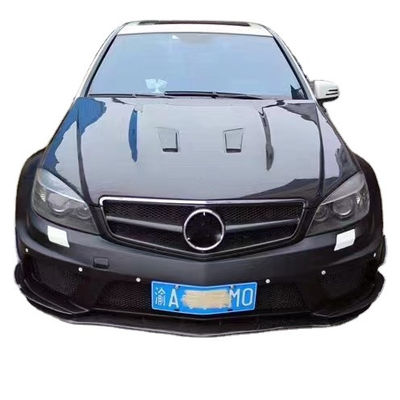 Pour Mercedes W204 C63 Body Kit W204 Série noire améliorée Style avant et arrière pare-chocs Hood Widebody Kit
